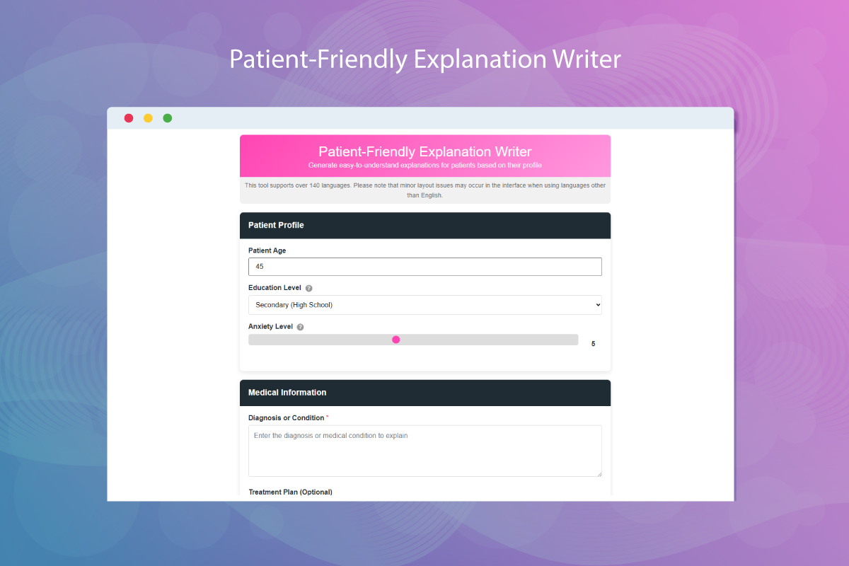 AI Patient Friendly Explanation Writer