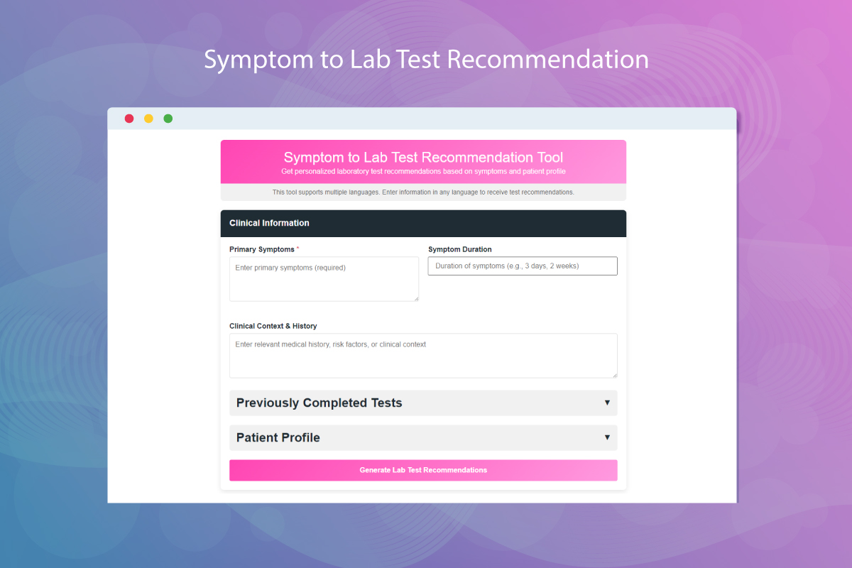 AI Symptom to Lab Test Recommendation